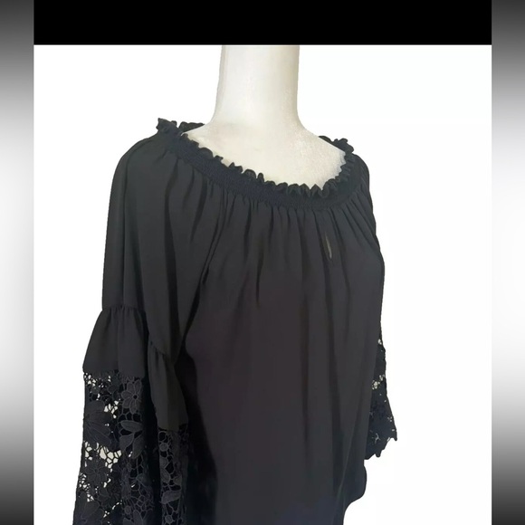 Joseph Ribkoff Off The Shoulder Lace Top Women's Sz 6 peasant boho Eye Lace VTG - Picture 5 of 13